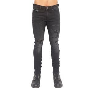 Cult Of Individuality PUNK SUPER SKINNY IN JET BLACK JEANS SIZE 36